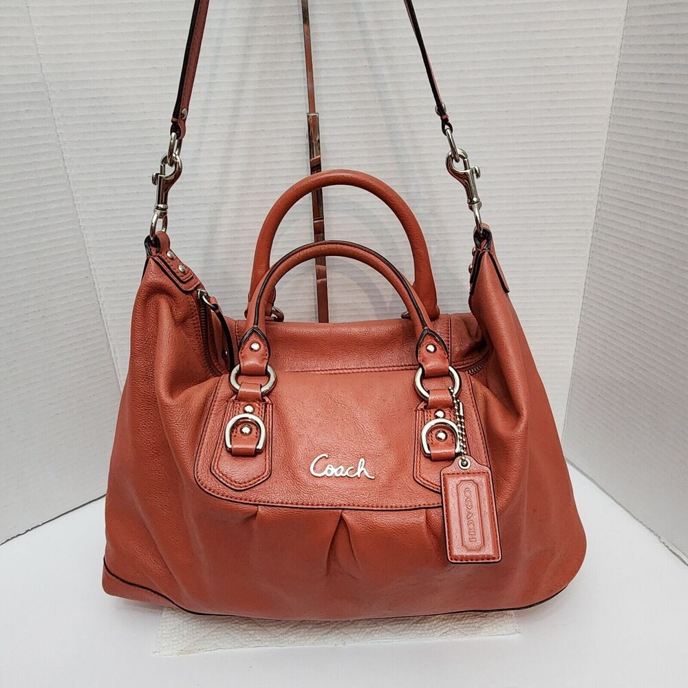Coach ASHLEY Leather Satchel Shoulder Bag F15447 GERANIUM Large Top Handle VTG